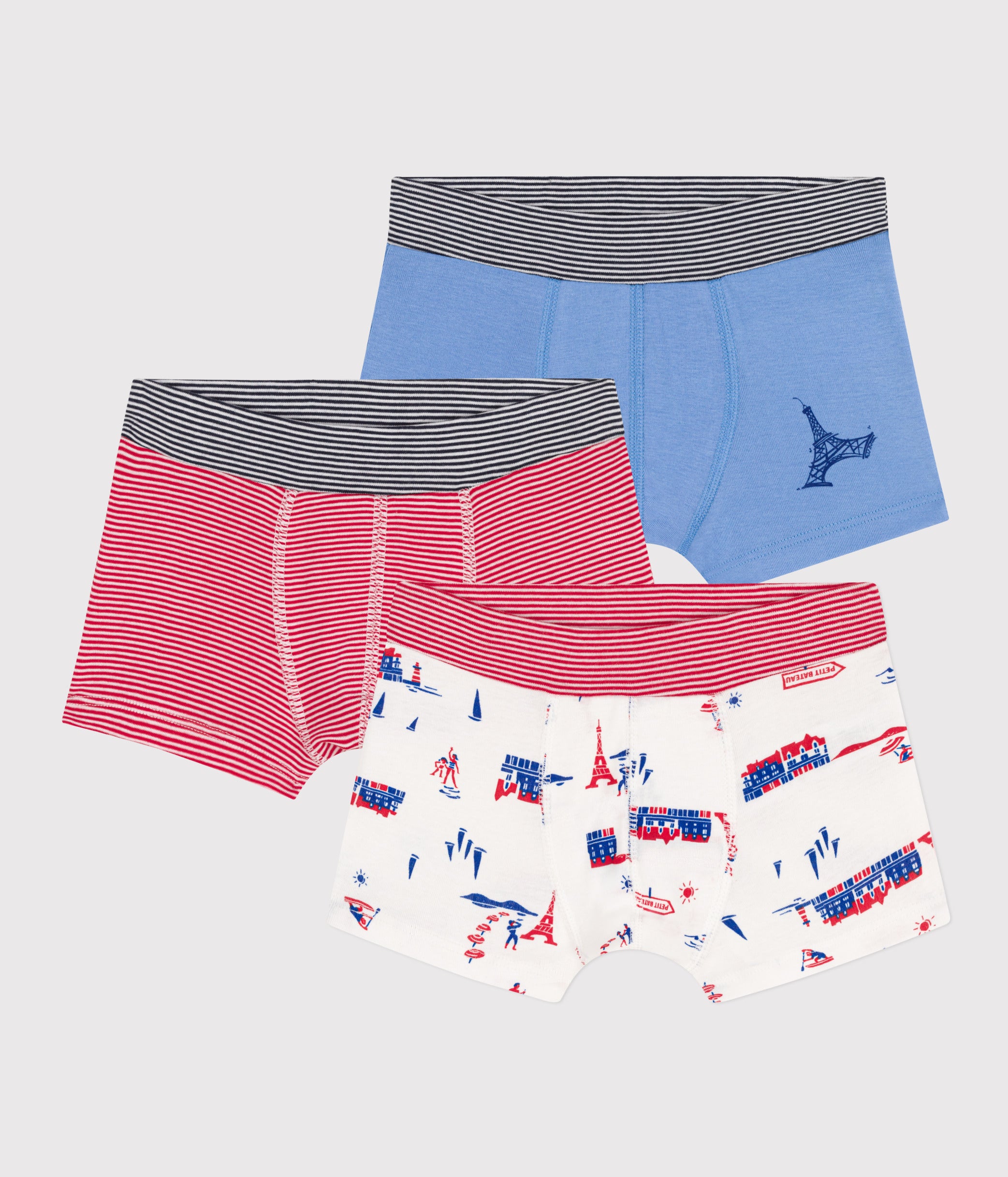 Petit Bateau Jungen Boxershorts 2er-Pack – Baumwolle, Gerippter Bund, Vintage-Look