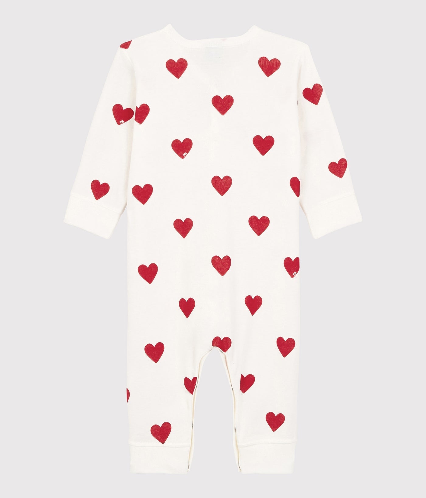 BABIES' HEART PATTERNED FOOTLESS COTTON SLEEPSUIT