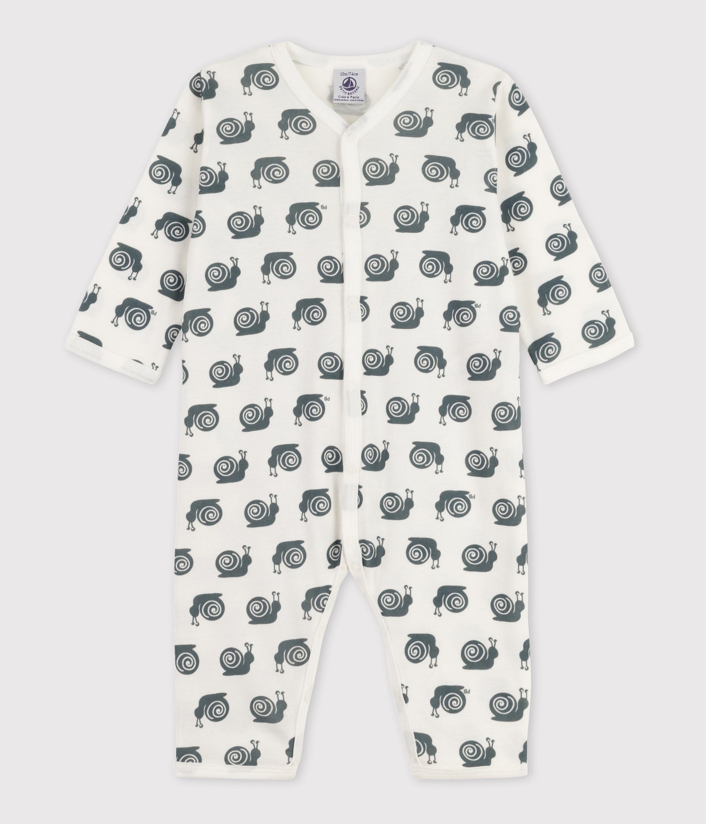 BABIES' SNAIL THEMED FOOTLESS COTTON SLEEPSUIT