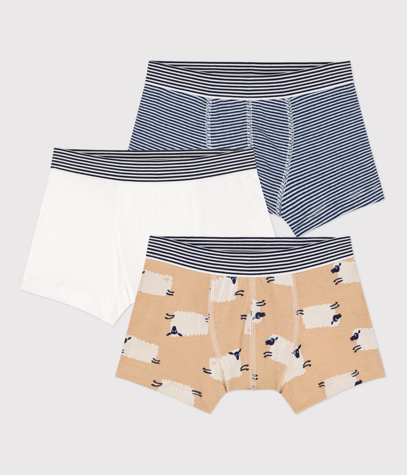 BOYS' SHEEP PATTERNED COTTON BOXER SHORTS - 3-PACK