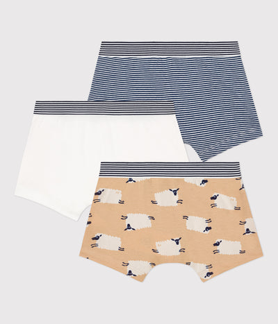 BOYS' SHEEP PATTERNED COTTON BOXER SHORTS - 3-PACK