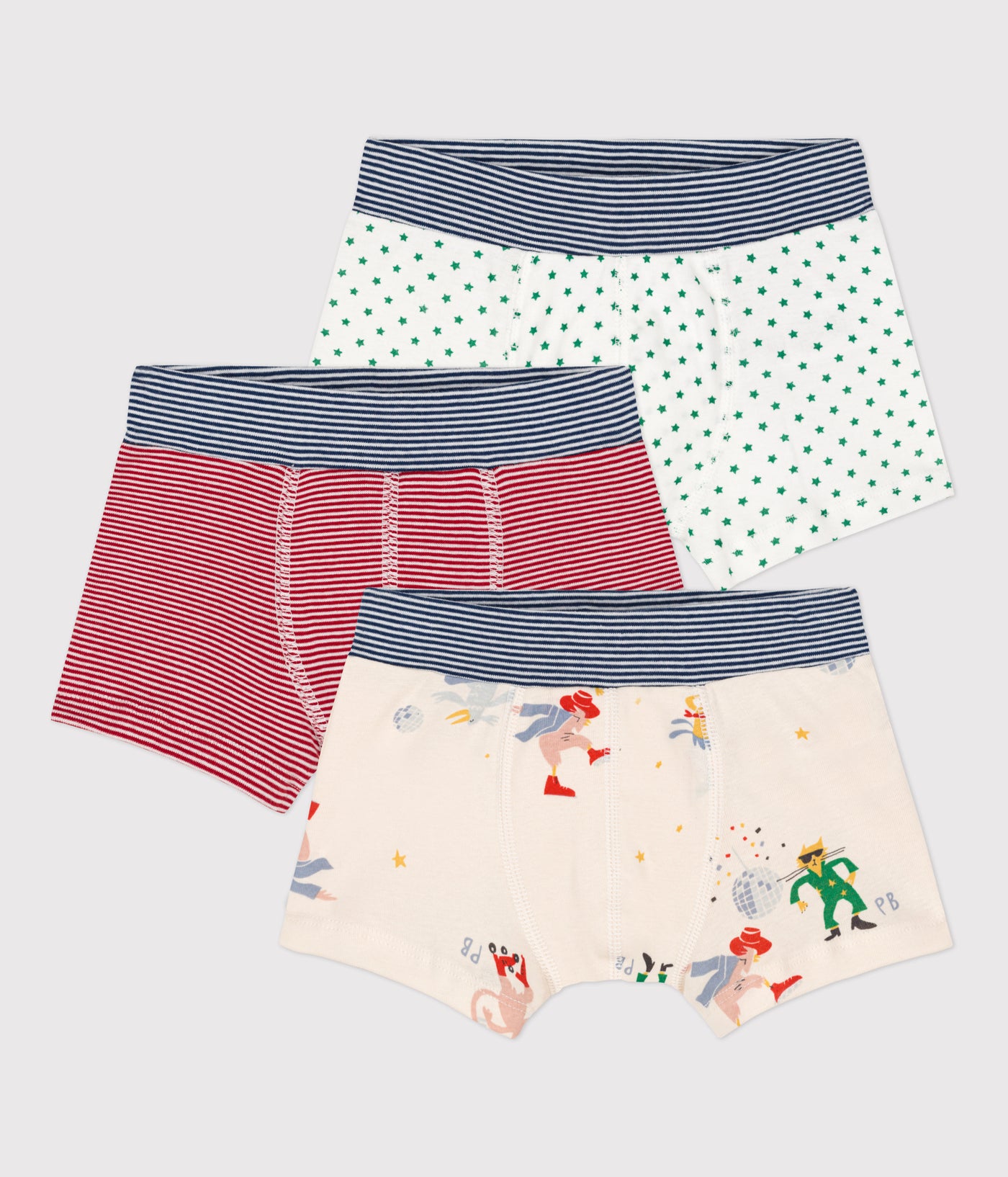 BOYS' COTTON BOXERS + GLOW-IN-THE-DARK PAIR - 3-PACK