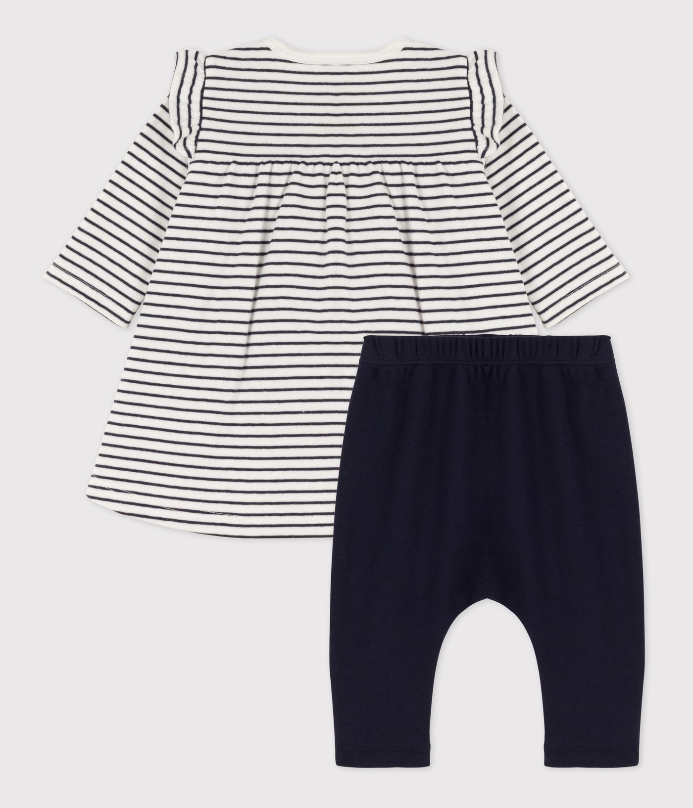 BABIES' SAILOR STRIPED COTTON TUBE KNIT DRESS WITH LEGGINGS