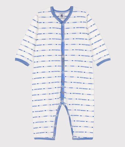 FOOTLESS PATTERNED KNIT COTTON SLEEPSUIT