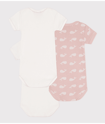 SHORT-SLEEVED WHALE THEMED COTTON BODYSUITS - 2-PACK