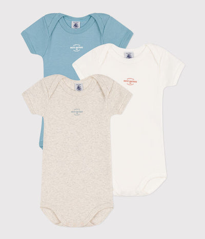 SHORT-SLEEVED 130 ANS COTTON BODYSUITS - PACK OF 3