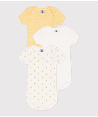 SHORT-SLEEVED COTTON PALM BODYSUITS - 3-PACK