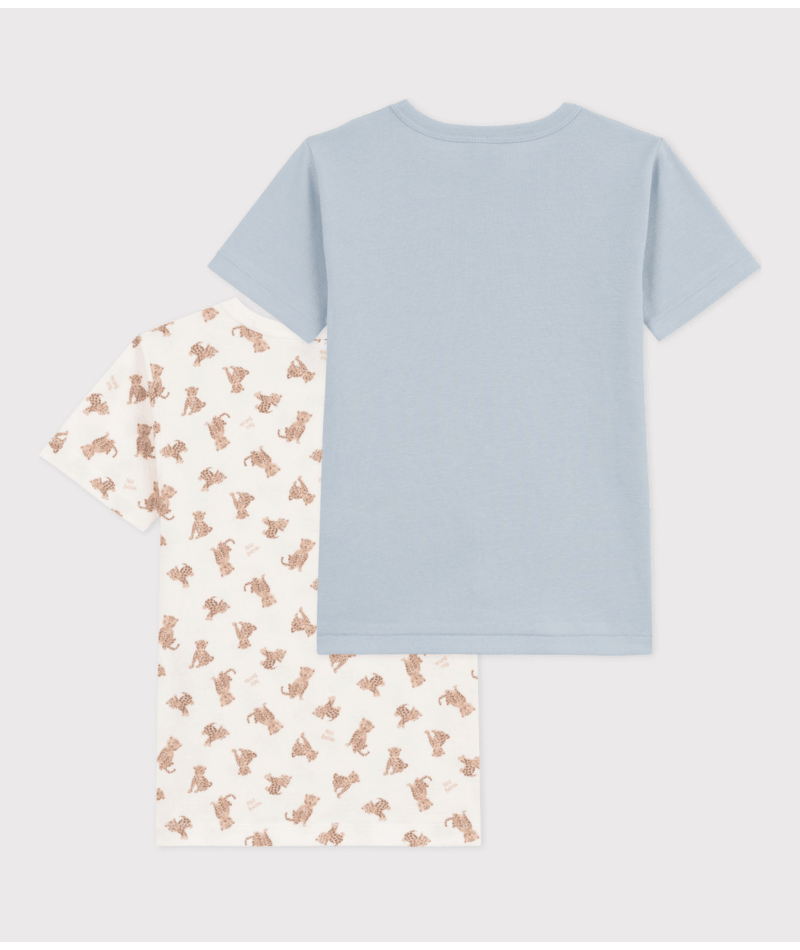 BOYS' SHORT-SLEEVED LEOPARD PATTERN COTTON T-SHIRTS - 2-PACK