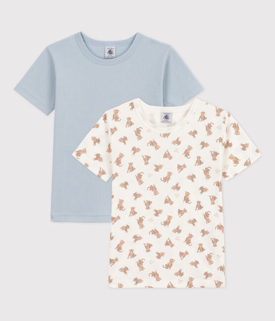 BOYS' SHORT-SLEEVED LEOPARD PATTERN COTTON T-SHIRTS - 2-PACK