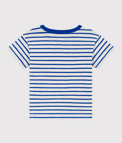 BABIES' STRIPY COTTON SHORT-SLEEVED T-SHIRT