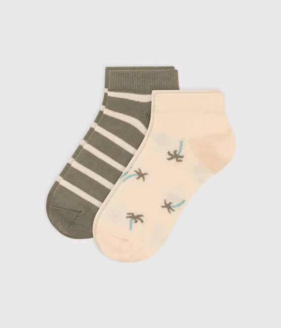 CHILDREN'S COTTON JERSEY PALM SOCKS - 2-PACK