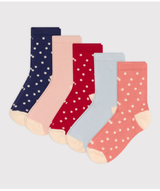CHILDREN'S COTTON JERSEY SPOTTED SOCKS - 5-PACK