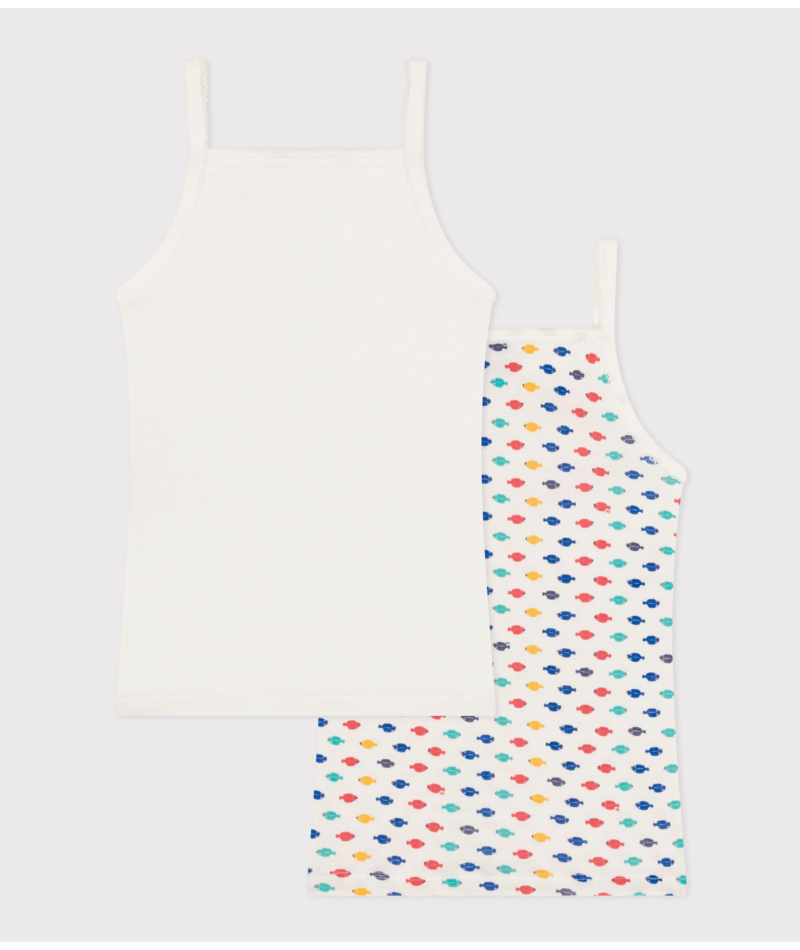 GIRLS' SEALIFE THEMED COTTON STRAPPY VESTS - 2-PACK