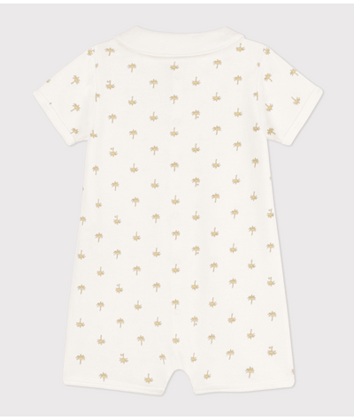 BABIES' PALM TREE PATTERNED COTTON PLAYSUIT