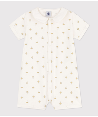 BABIES' PALM TREE PATTERNED COTTON PLAYSUIT