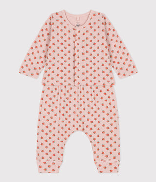 BABY GIRL'S FLORAL COTTON TUBE KNIT CARDIGAN AND TROUSERS SET
