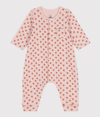 BABY GIRL'S FLORAL COTTON TUBE KNIT JUMPSUIT