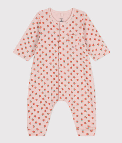 BABIES' FLORAL COTTON TUBE KNIT JUMPSUIT