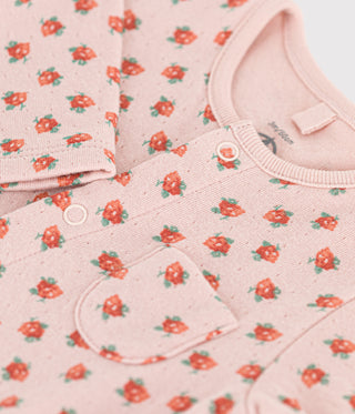 BABY GIRL'S FLORAL COTTON TUBE KNIT JUMPSUIT