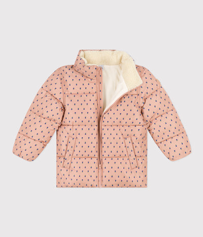 GIRLS' PUFFER JACKET WITH FOLD-OUT HOOD