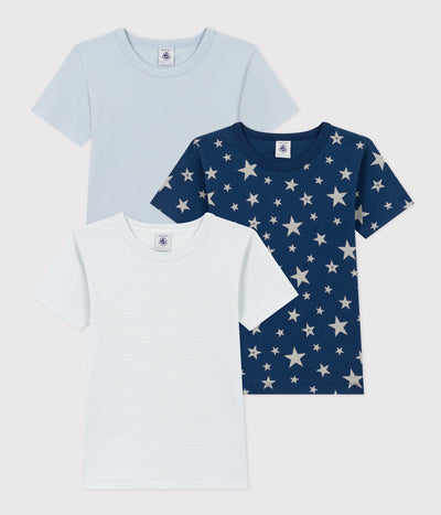 BOYS' STAR SHORT-SLEEVED COTTON T-SHIRTS - 3-PACK