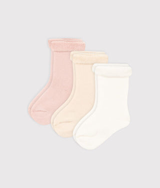 NEWBORN BABY GIRL'S ORGANIC COTTON KNITTED SOCKS - 3-PACK