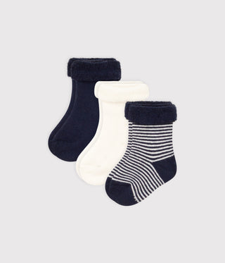 NEWBORN BABY BOY'S ORGANIC COTTON KNITTED SOCKS - 3-PACK