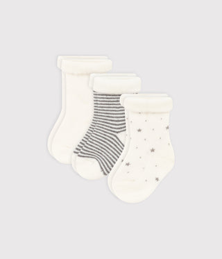 NEWBORN BABY BOY'S ORGANIC COTTON KNITTED SOCKS - 3-PACK