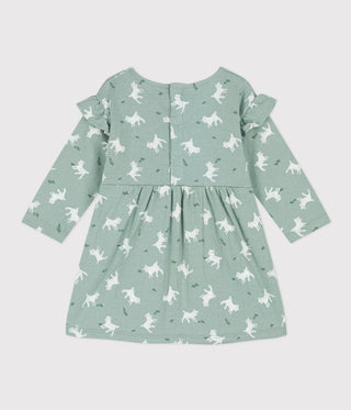 BABY GIRL'S LONG-SLEEVED COTTON TUBE KNIT DRESS