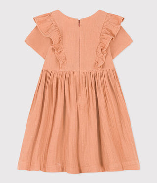 GIRLS' SHORT-SLEEVED PLAIN COTTON GAUZE DRESS