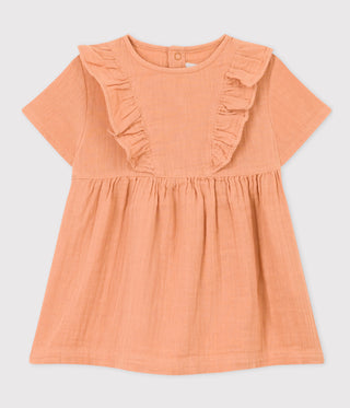 BABIES' COTTON GAUZE SHORT-SLEEVED DRESS