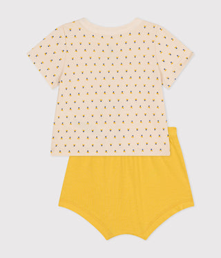 BABY UNISEX LIGHTWEIGHT ORGANIC COTTON JERSEY TOP WITH SHORTS 2 PIECE SET