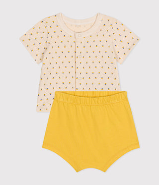 BABY UNISEX LIGHTWEIGHT ORGANIC COTTON JERSEY TOP WITH SHORTS 2 PIECE SET