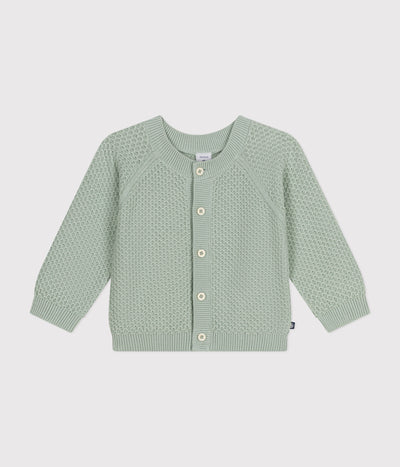 BABIES' KNITTED COTTON CARDIGAN