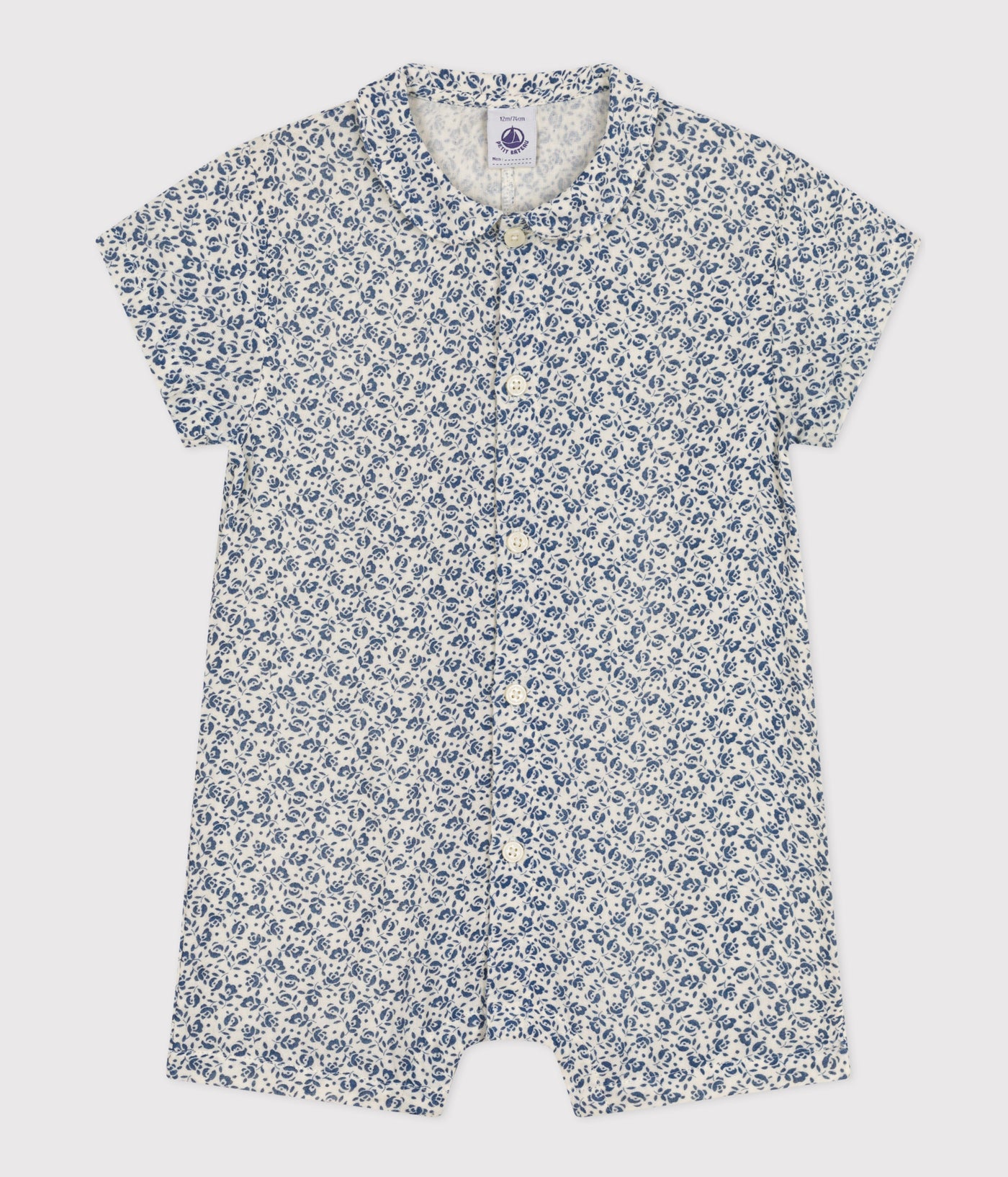 BABIES' SHORT COTTON GAUZE PLAYSUIT