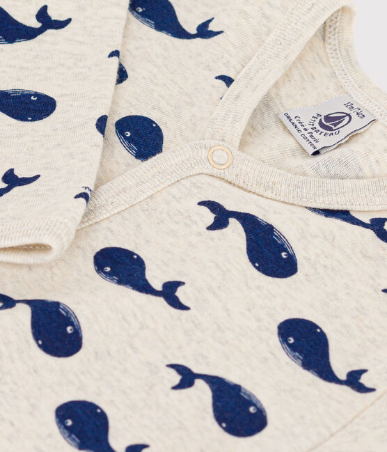 NAVY WHALE PATTERNED FOOTLESS COTTON PYJAMAS