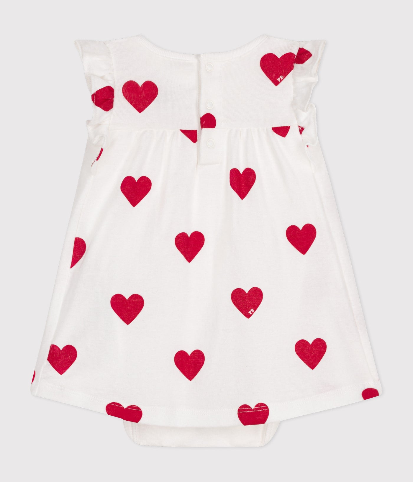 BABIES' ORGANIC COTTON HEART PRINT DRESS WITH BODYSUIT