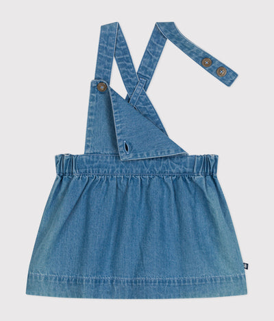 BABIES' SLEEVELESS LIGHT DENIM DRESS