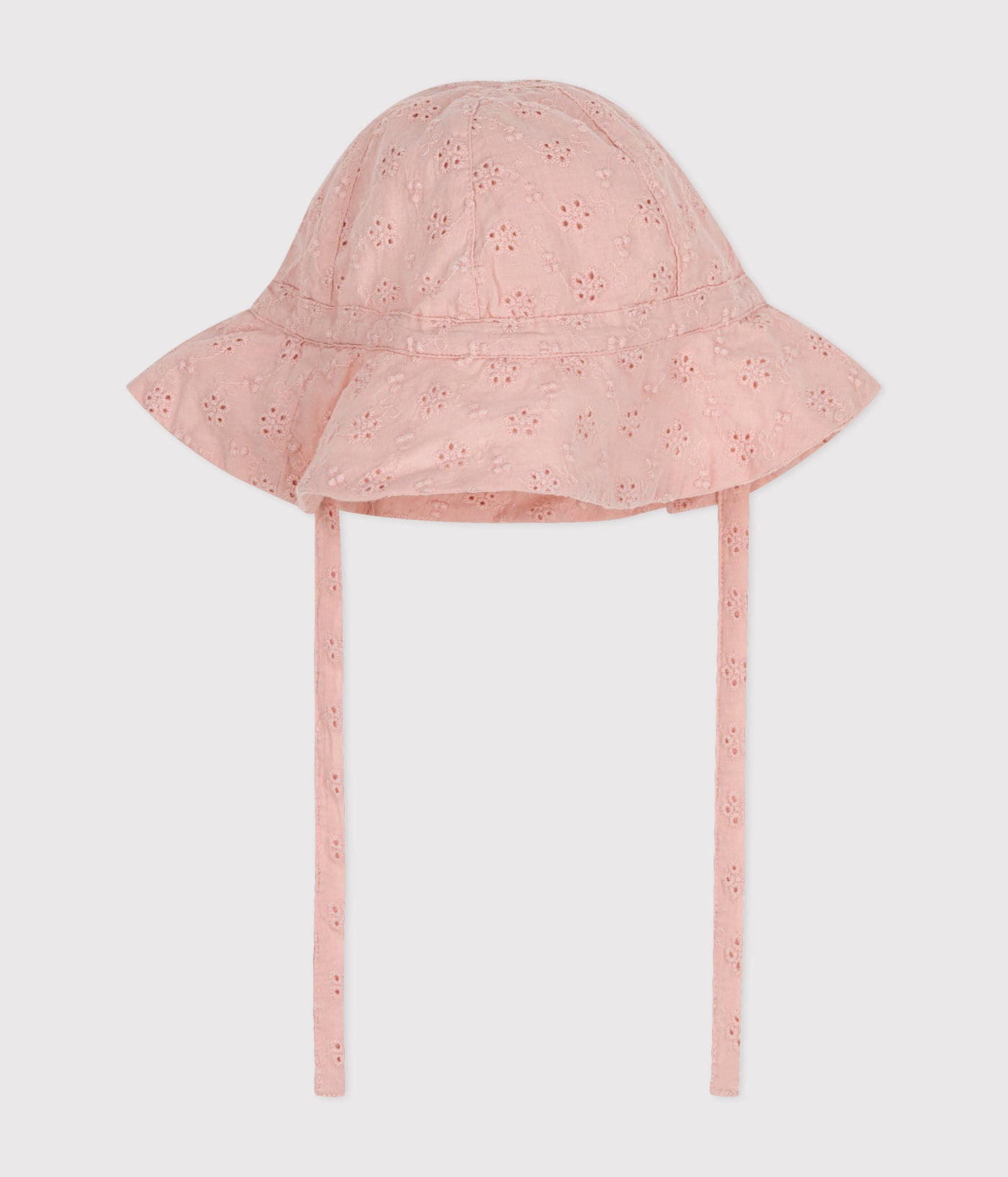 BABIES' PINK BRODERIE ANGLAISE BUCKET HAT