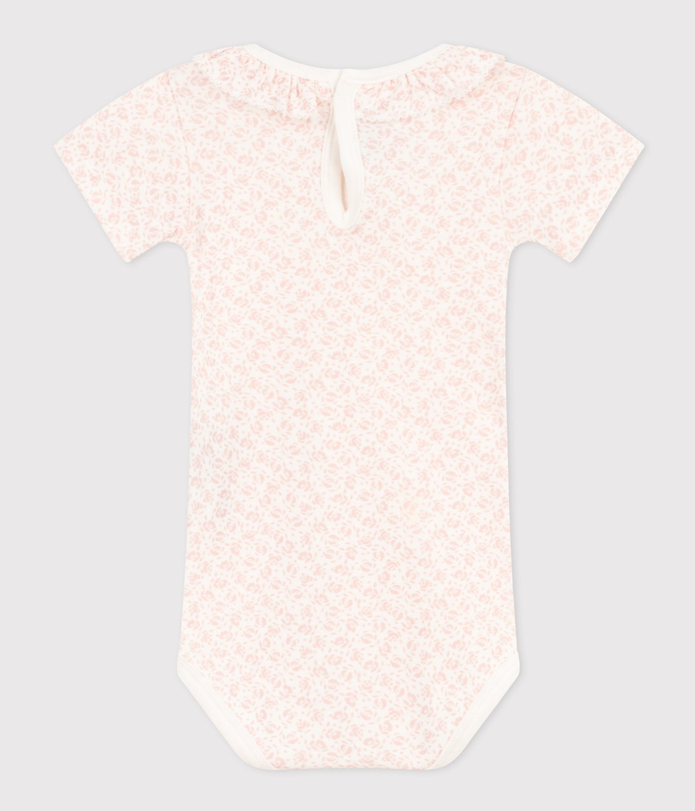 BABIES' SHORT-SLEEVED COTTON BODYSUIT WITH RUFFLE COLLAR