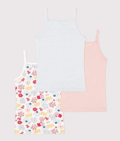 CHILDREN'S FLORAL COTTON VESTS - 3-PACK