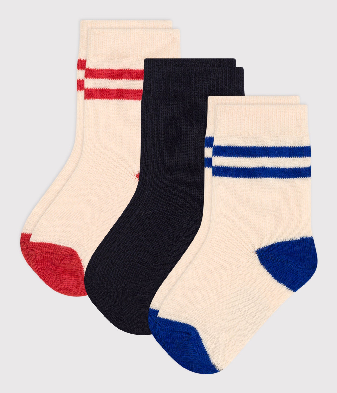 BABIES' STRIPY COTTON SOCKS - 3-PACK