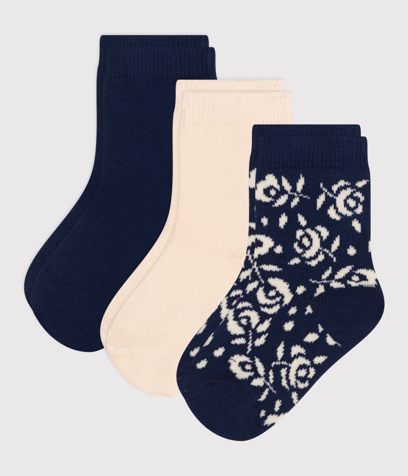 BABIES' FLORAL COTTON SOCKS - 3-PACK