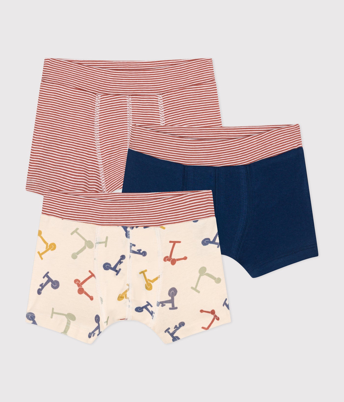 CHILDREN'S SCOOTER DESIGN COTTON BOXERS - 3-PACK