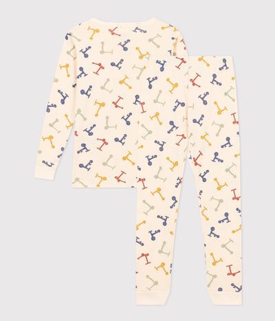CHILDREN'S SCOOTER PRINT FITTED COTTON PYJAMAS