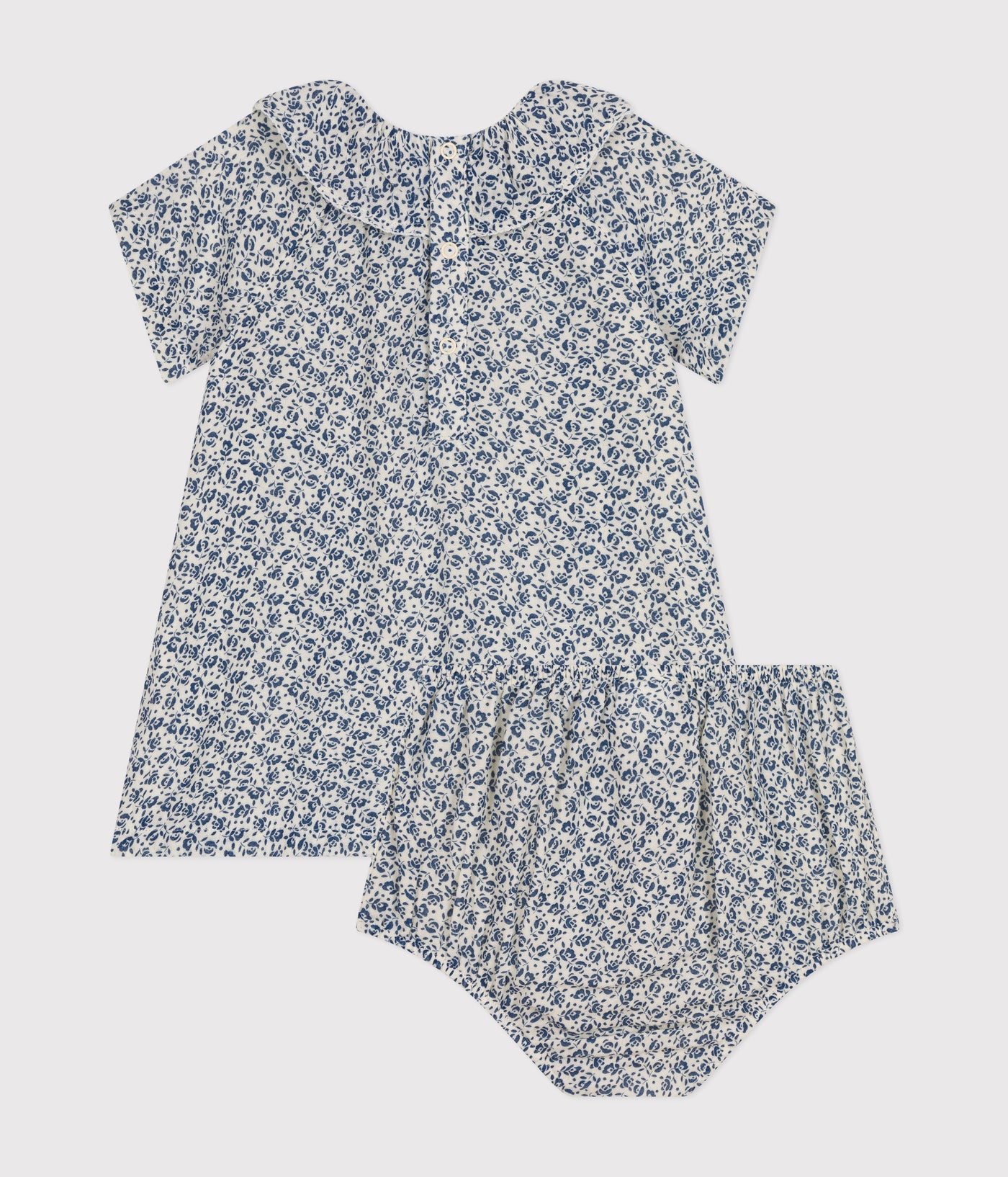 BABIES' COTTON GAUZE SHORT-SLEEVED DRESS AND BLOOMERS