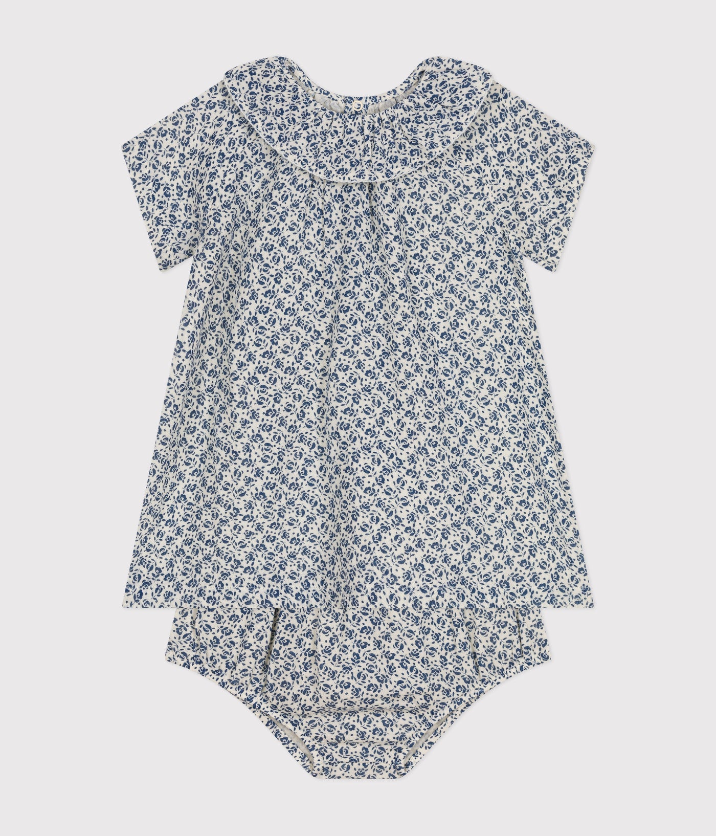 BABIES' COTTON GAUZE SHORT-SLEEVED DRESS AND BLOOMERS