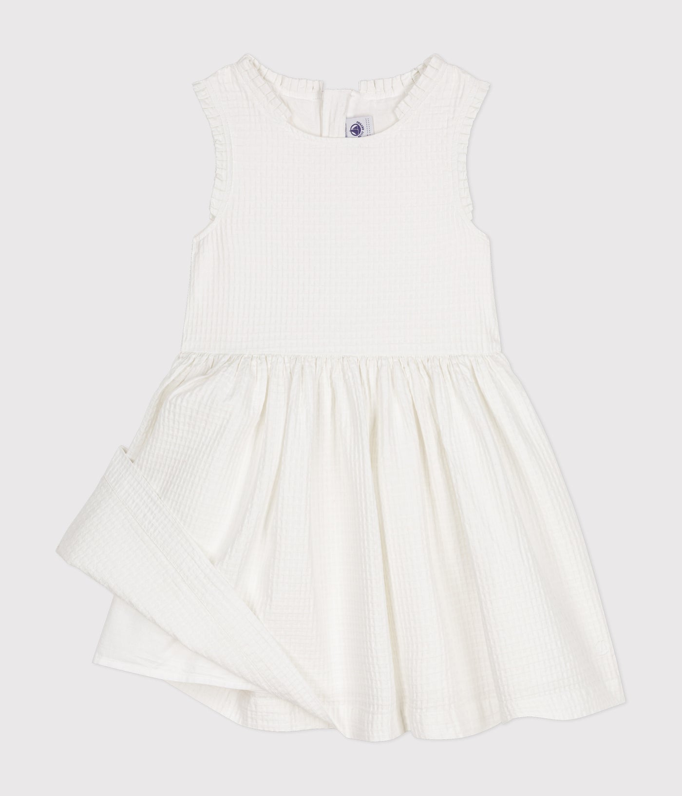 GIRLS' SLEEVELESS TEXTURED COTTON DRESS