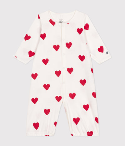 BABIES' HEART DESIGN COTTON JUMPSUIT/SLEEPING BAG