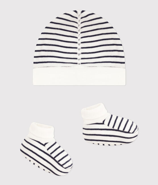 BABIES' BRETON BONNET AND BOOTEES SET